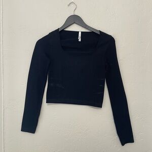 Active USA Black Fitted Crop Bodysuit